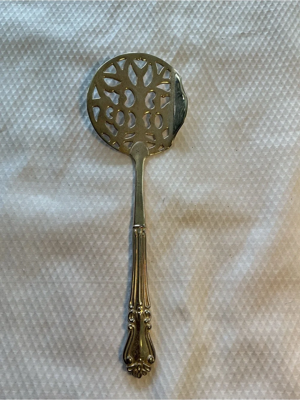 Vtg,Classic Silver Tone Serving Utensil Trio - Decorative Handles